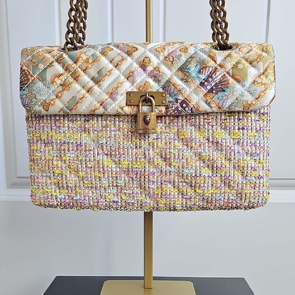 Kurt Geiger Handbags - Kurt Geiger Mixed Media Tweed And Satin Shoulder Bag NWT